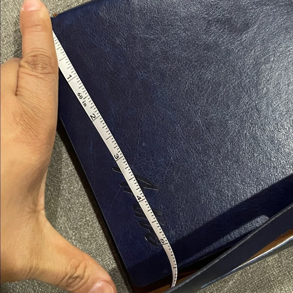 Artive A5 Tree The Way We Think Navy Blue Leather Journal Leaf Charm Tan Color